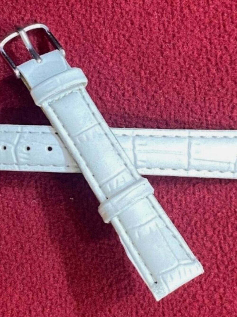15mm Quality Genuine Leather Padded white Watch Band - Size Regular
